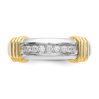 14k Two-Tone Gold Real Diamond Mens Ring