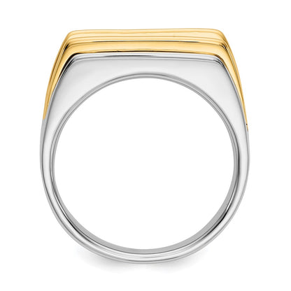 14k Two-tone Gold Real Diamond Mens Ring
