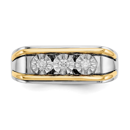 14k Two-tone Gold Real Diamond Mens Ring