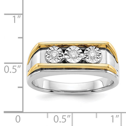 14k Two-tone Gold Real Diamond Mens Ring