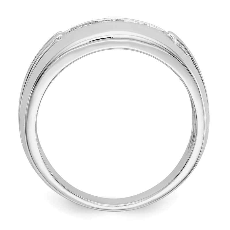 14k White Gold Real Diamond 5-stone Mens Ring