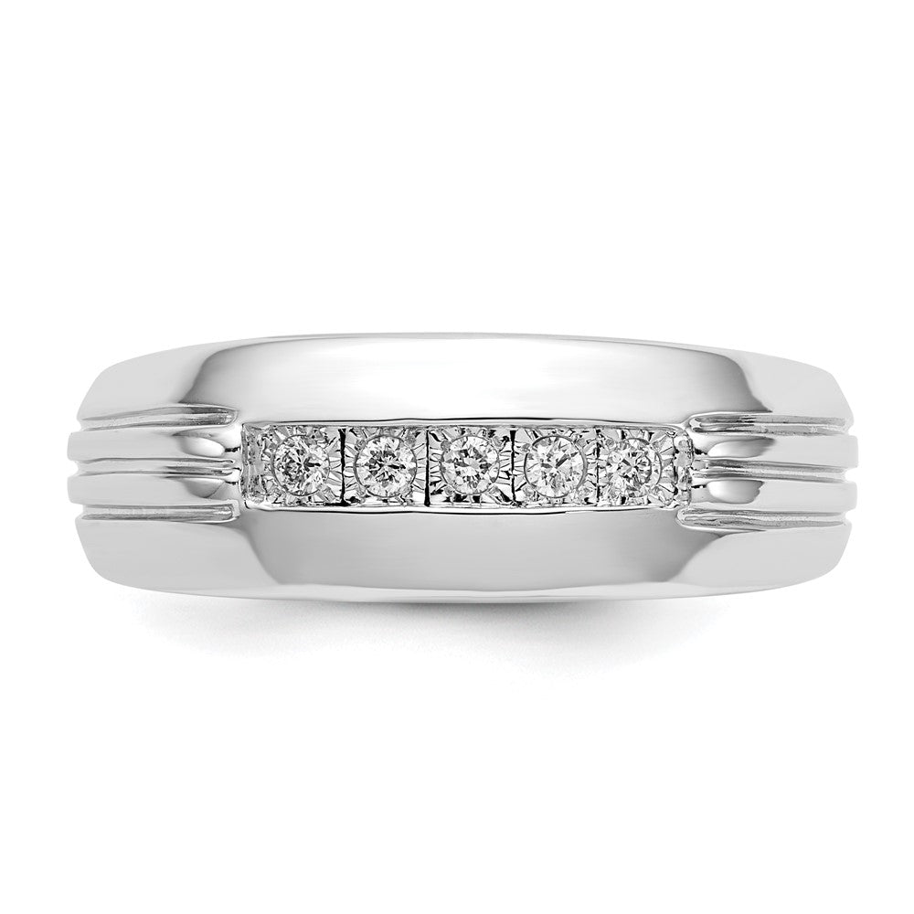 14k White Gold Real Diamond 5-stone Mens Ring