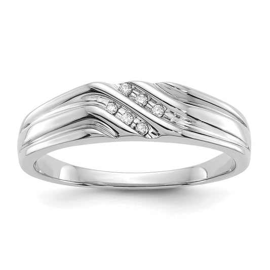 14k White Gold Real Diamond Mens Ring