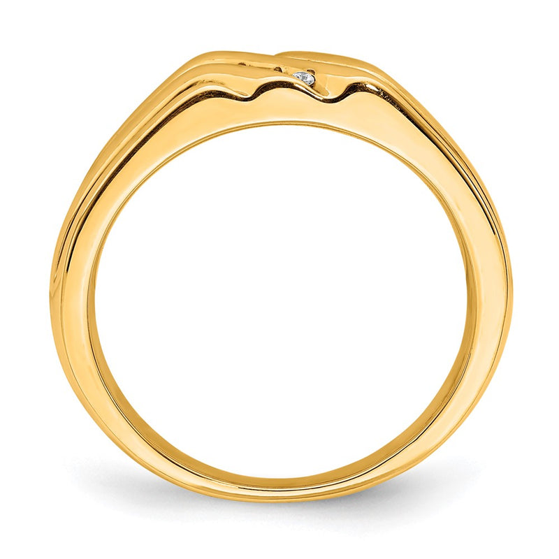 14K Yellow Gold w/Rhodium Real Diamond Mens Ring