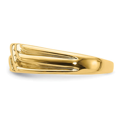 14K Yellow Gold w/Rhodium Real Diamond Mens Ring