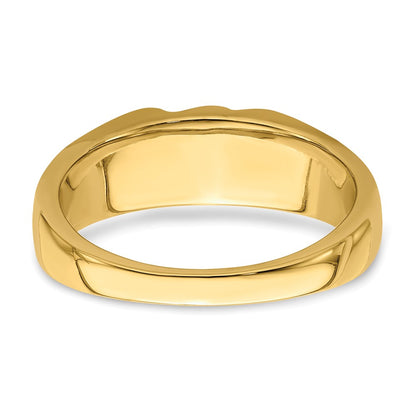 14K Yellow Gold w/Rhodium Real Diamond Mens Ring