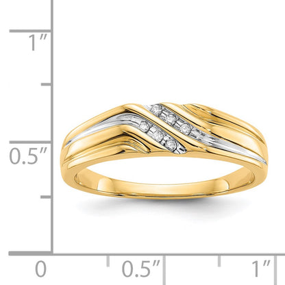 14K Yellow Gold w/Rhodium Real Diamond Mens Ring