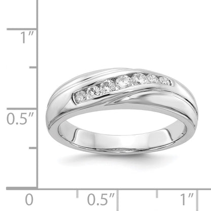 14k White Gold 7-stone Real Diamond Mens Ring