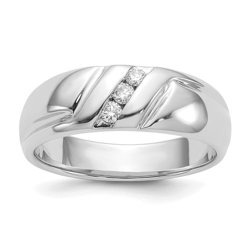 14k White Gold Real Diamond Men's Ring