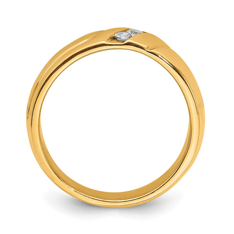 14K Yellow Gold Real Diamond 3-stone Mens Ring
