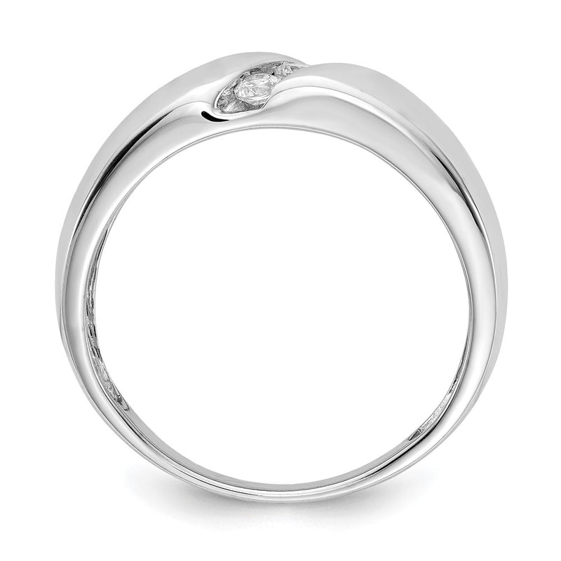 14k White Gold 3-stone Real Diamond Mens Ring