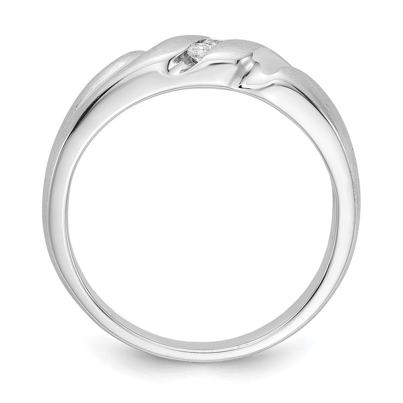 14k White Gold Real Diamond Mens Ring