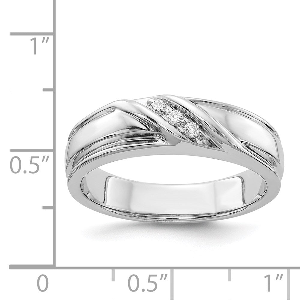 14k White Gold Real Diamond Mens Ring