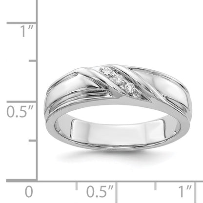 14k White Gold Real Diamond Mens Ring