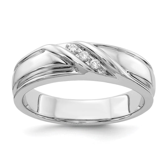 14k White Gold Real Diamond Mens Ring
