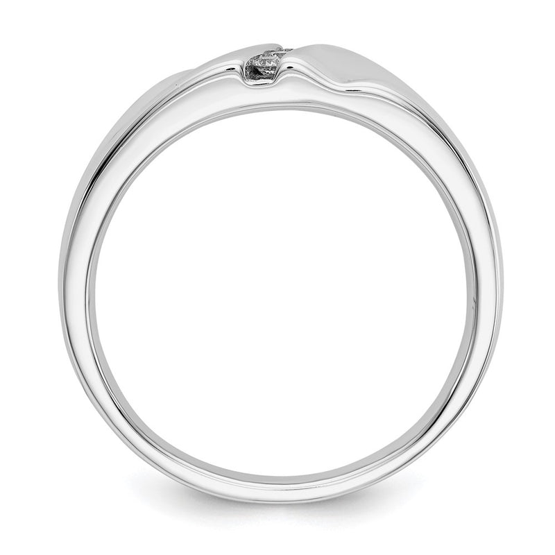 14k White Gold Real Diamond Mens Ring