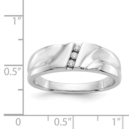 14k White Gold Real Diamond Mens Ring
