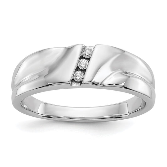 14k White Gold Real Diamond Mens Ring