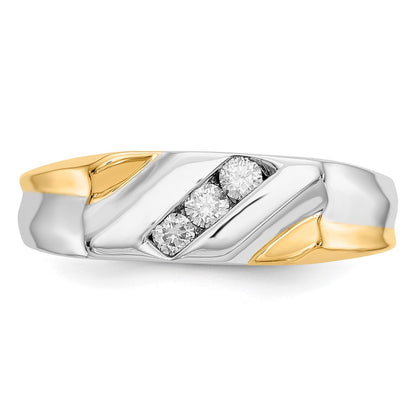 14k Two-tone Gold Real Diamond Mens Ring