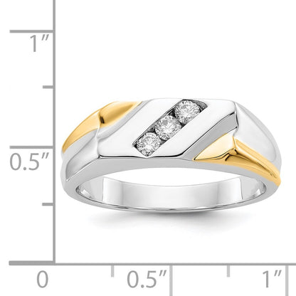 14k Two-tone Gold Real Diamond Mens Ring