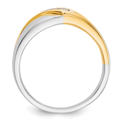 14k Two-Tone Gold Real Diamond Mens Ring