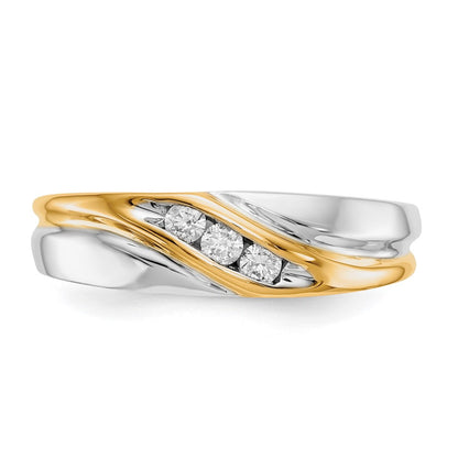 14k Two-Tone Gold Real Diamond Mens Ring