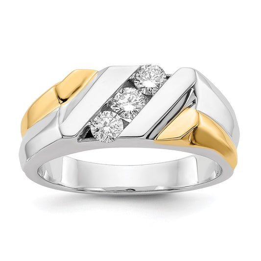 14k Two-tone Gold Real Diamond Mens Ring
