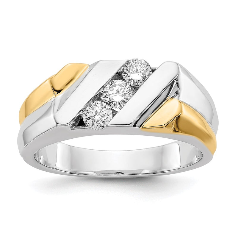 14k Two-tone Gold Real Diamond Mens Ring