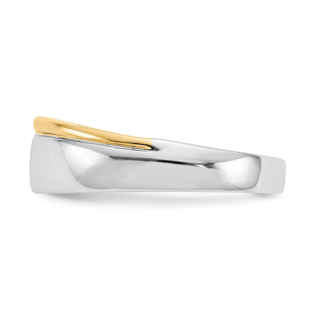 14k Two-Tone Gold Square Real Diamond Mens Ring