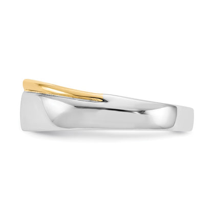 14k Two-Tone Gold Square Real Diamond Mens Ring