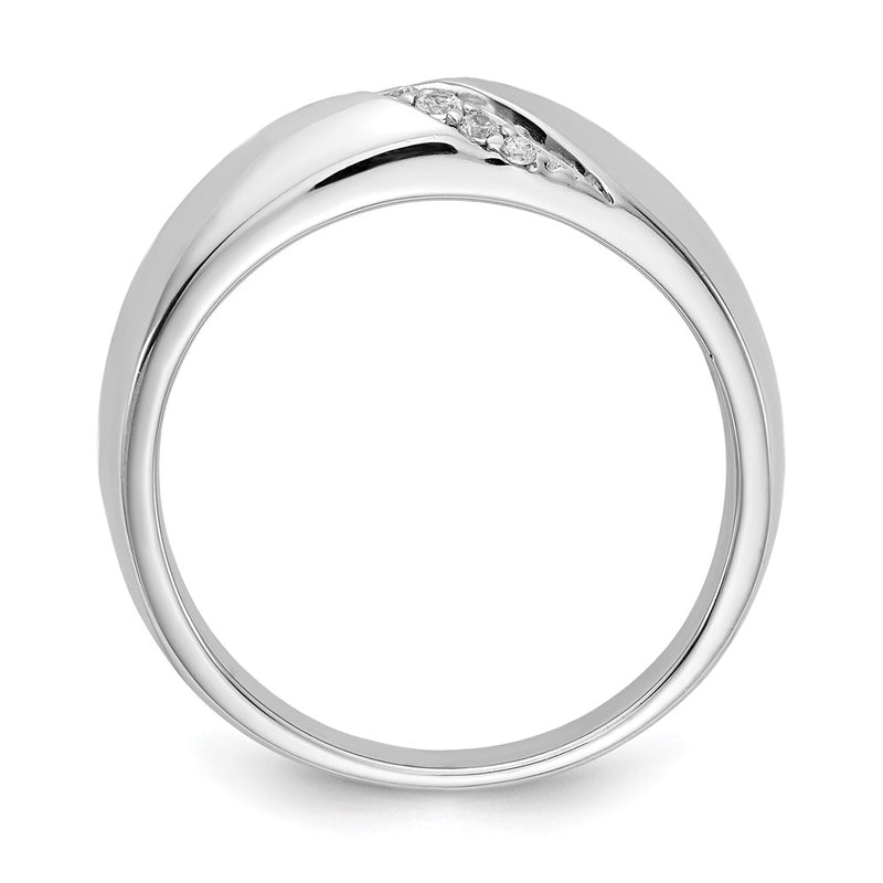 14k White Gold Real Diamond Mens Ring