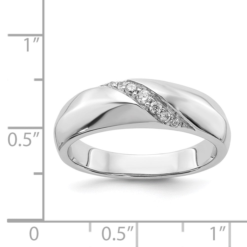 14k White Gold Real Diamond Mens Ring