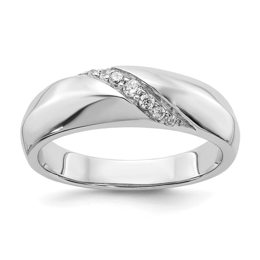 14k White Gold Real Diamond Mens Ring