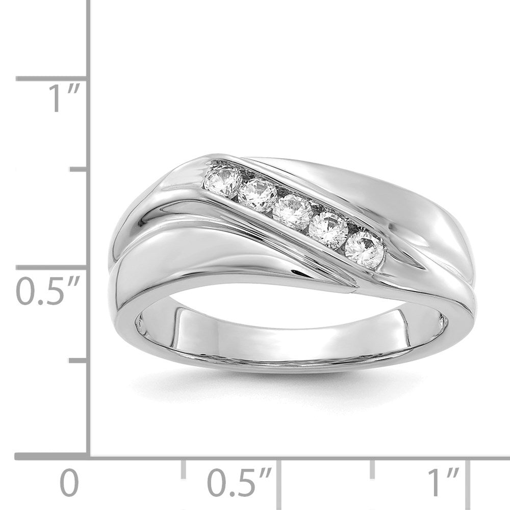 14k White Gold Real Diamond Mens Ring