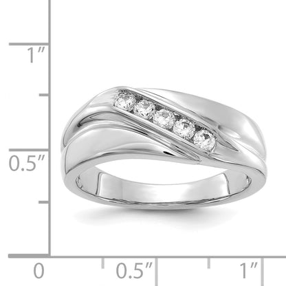 14k White Gold Real Diamond Mens Ring