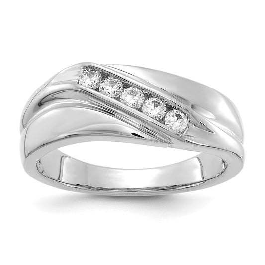 14k White Gold Real Diamond Mens Ring