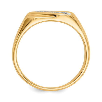 14K Yellow Gold Real Diamond Mens Ring