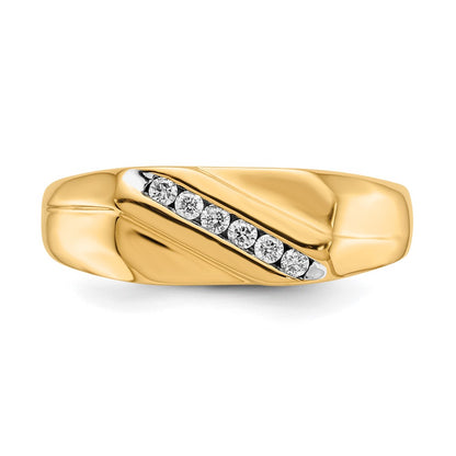 14K Yellow Gold Real Diamond Mens Ring