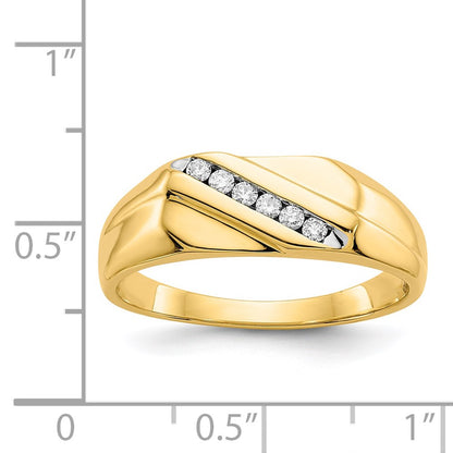 14K Yellow Gold Real Diamond Mens Ring