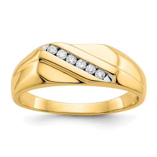 14K Yellow Gold Real Diamond Mens Ring