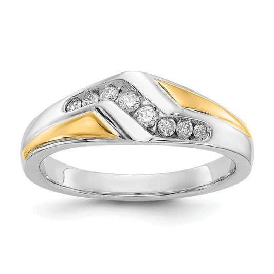 14k Two-tone Gold Real Diamond Mens Ring