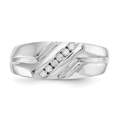 14k White Gold Real Diamond Mens Ring