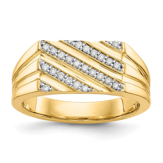 14K Yellow Gold Real Diamond Mens Ring