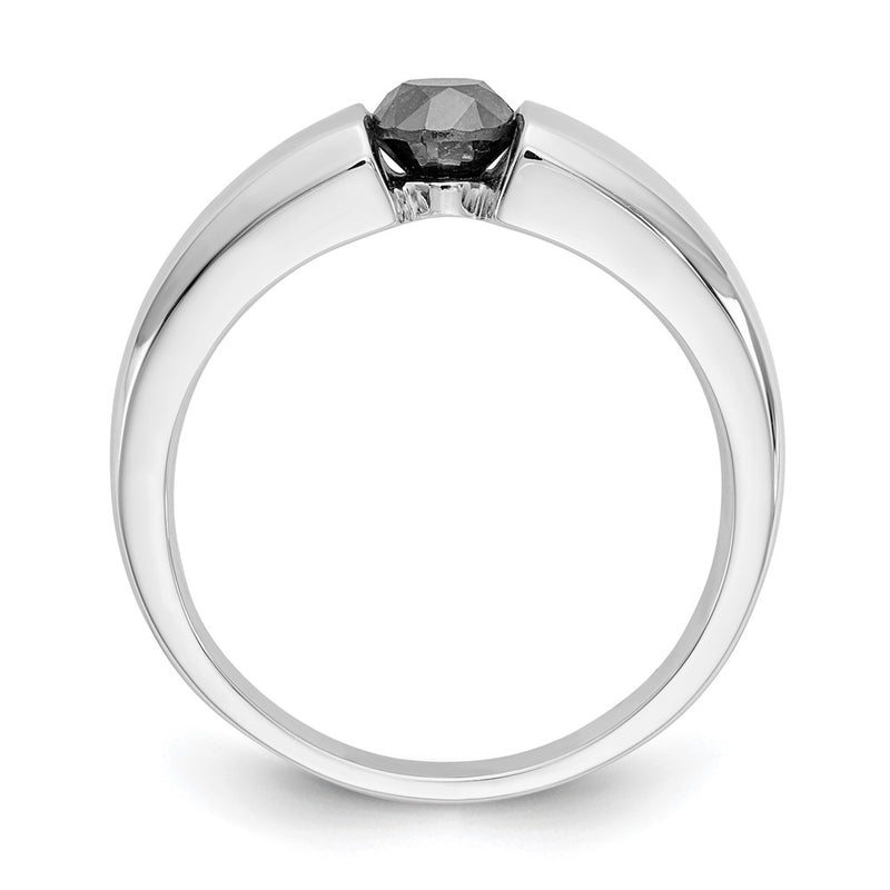 14k White Gold Black Real Diamond Mens Ring