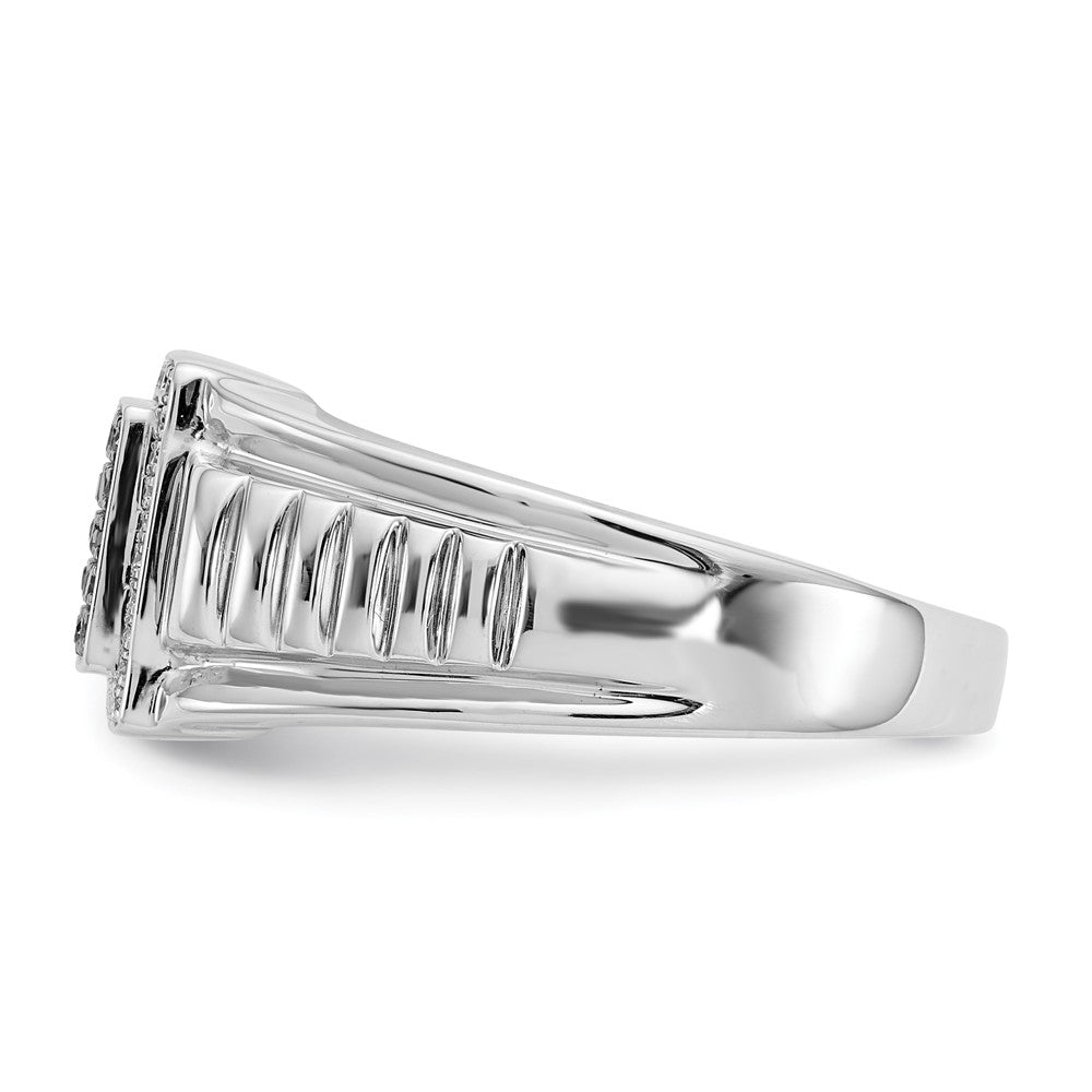 14k White Gold Black and White Real Diamond Mens Ring