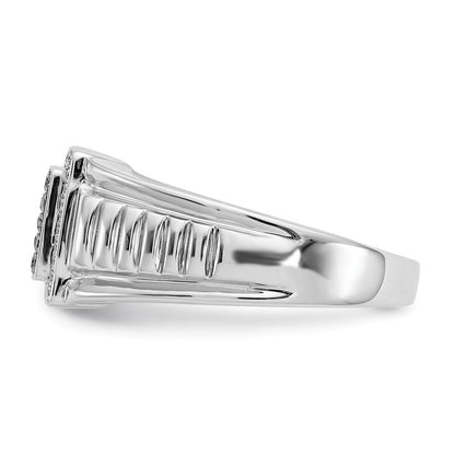 14k White Gold Black and White Real Diamond Mens Ring