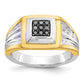 14k Two-Tone Gold Black Real Diamond Mens Ring