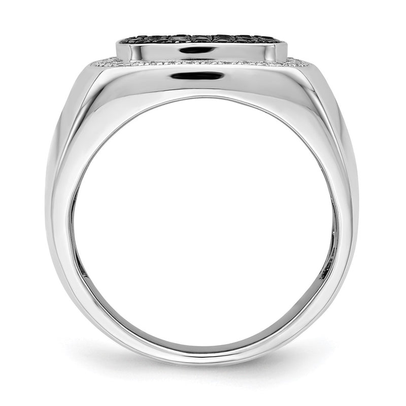14k White Gold Black and White Real Diamond Mens Ring