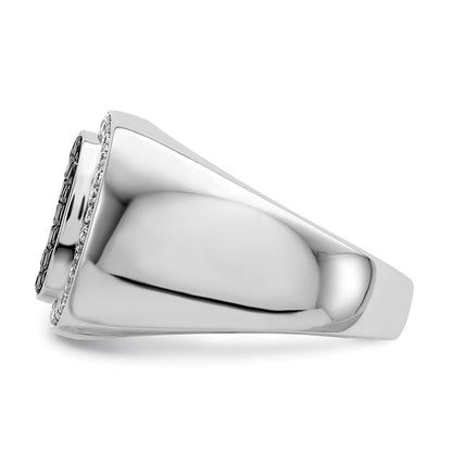 14k White Gold Black and White Real Diamond Mens Ring