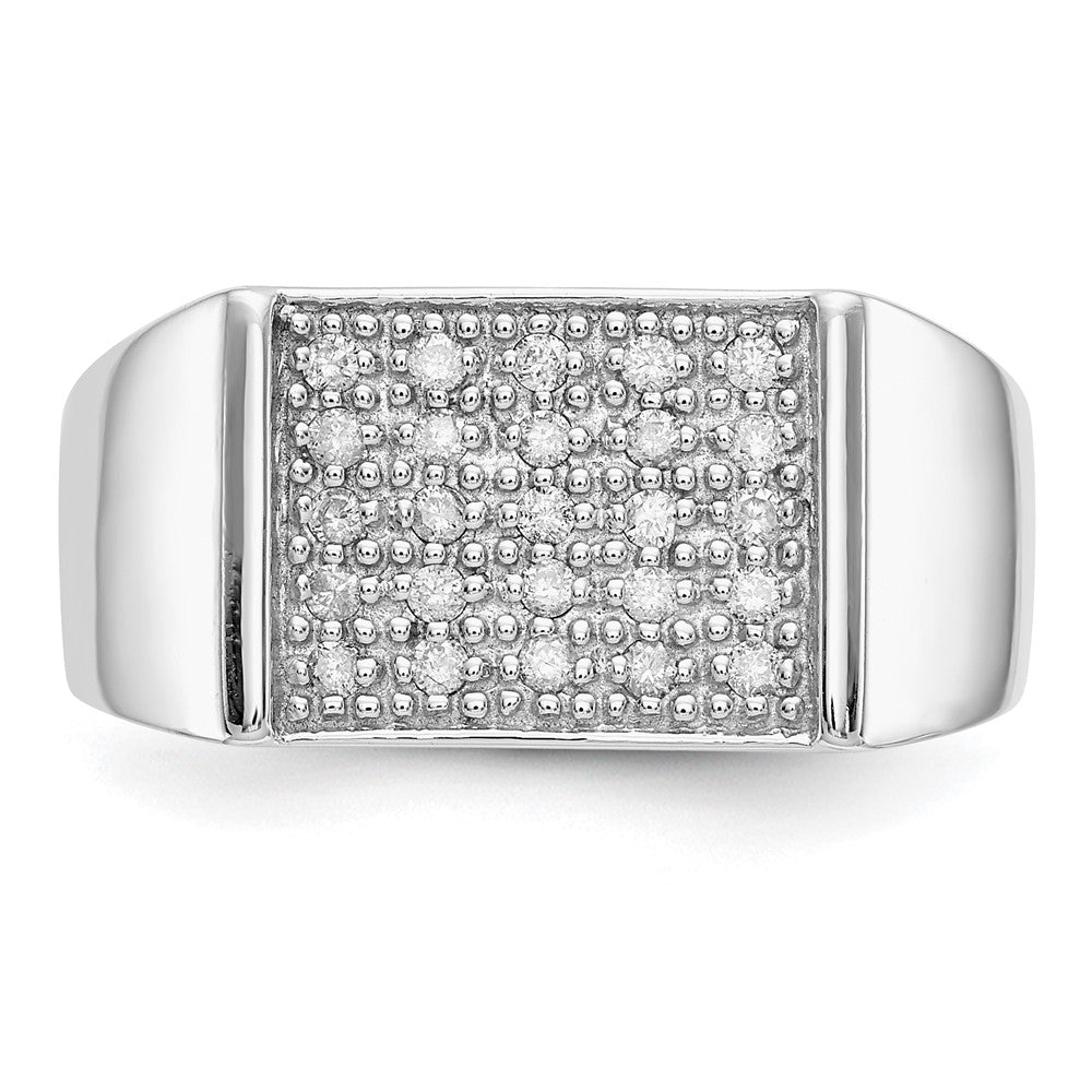 14k White Gold Real Diamond Mens Ring